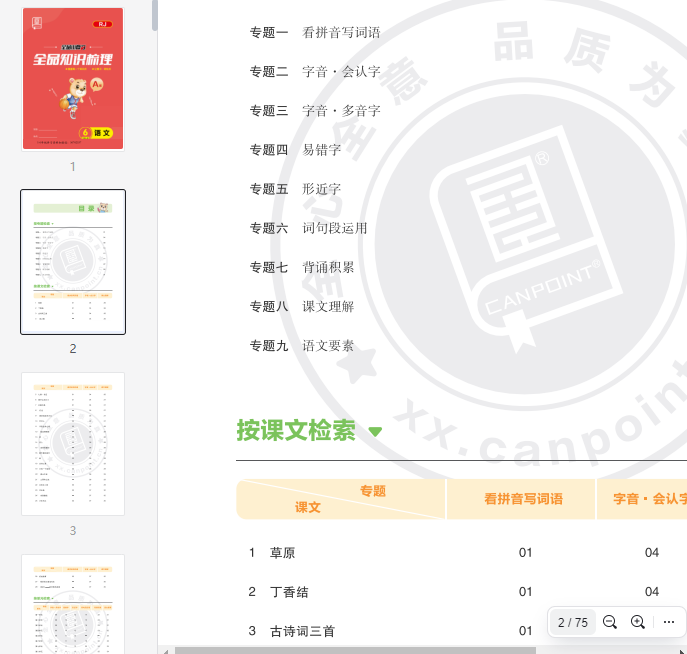 六上语文《全品小复习》知识点整理  第1张
