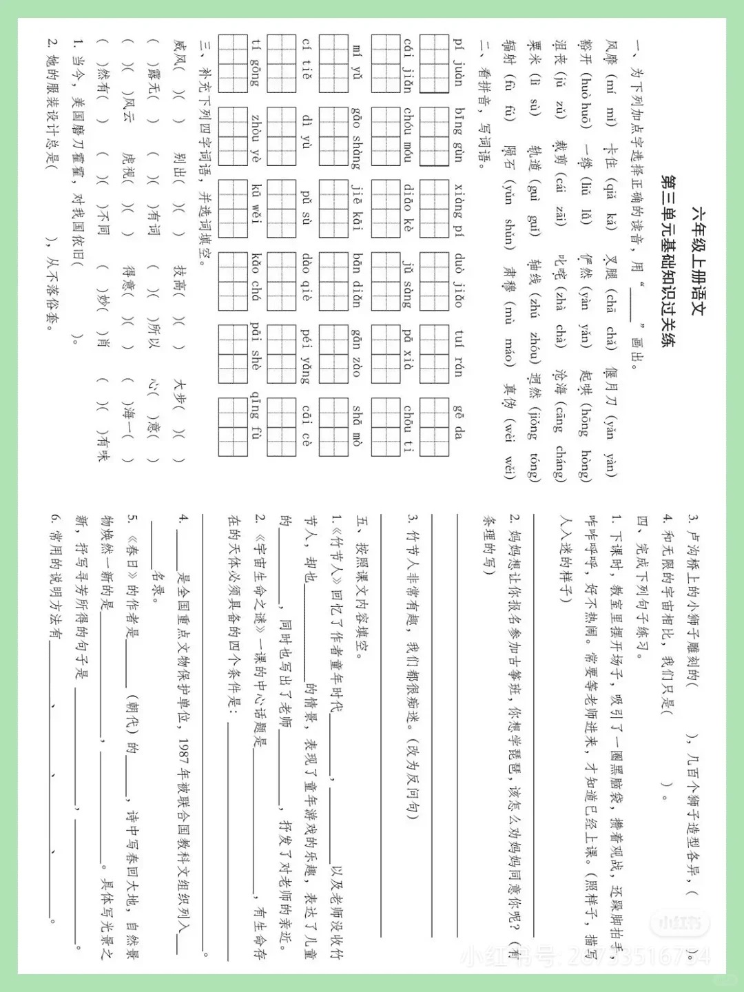 六年级上册单元试题大全  第3张