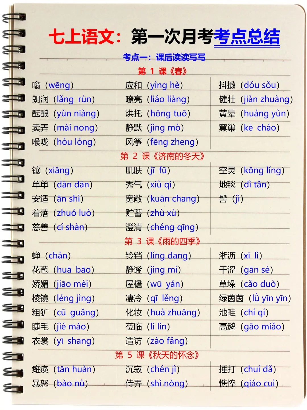 初一第一次月考就是大洗牌，精准复习直接抄  第2张